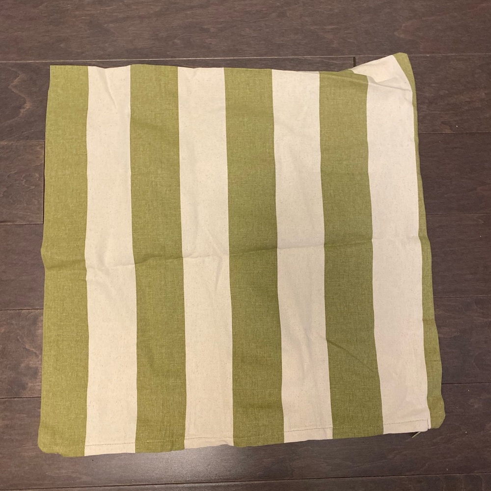 Green and Cream Striped Pillow Cover 20cm x 20 cm